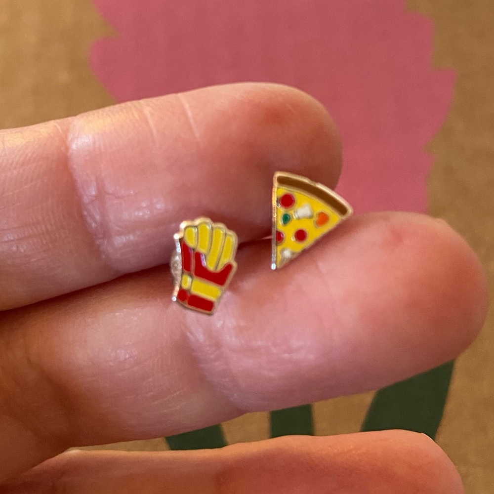 Yellow Owl Workshop - Stud Earrings - Pizza and Fries - "Two of my favorites!"